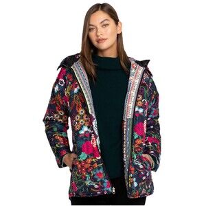 NWOT XS Johnny Was Mauri Puffer Zip Front Hooded Reversible Jacket C40223 $435